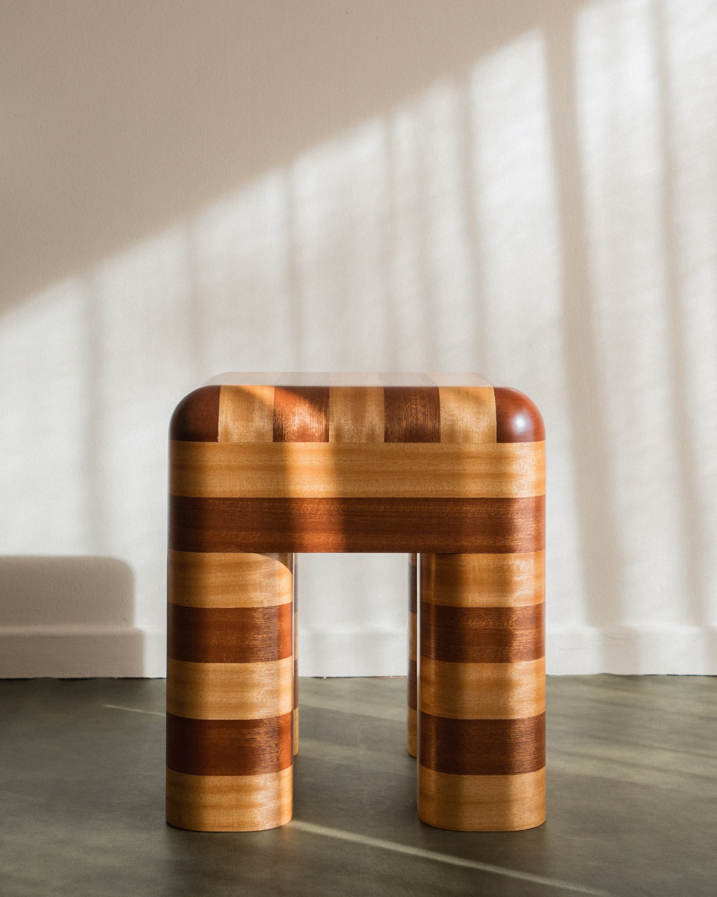 Marcello - wooden striped stool / side table