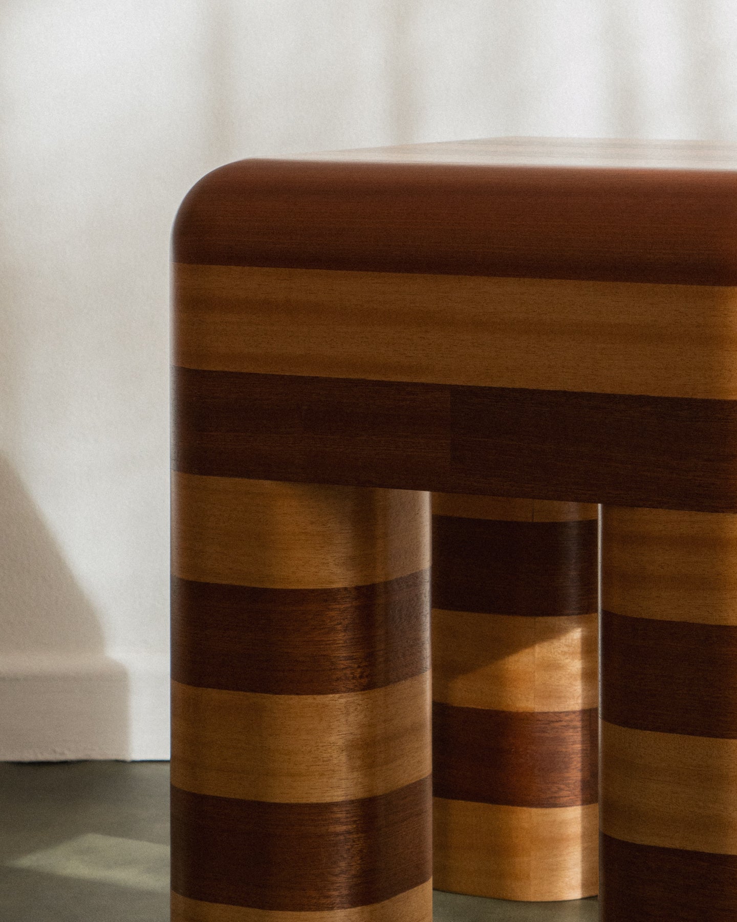 Marcello - wooden striped stool / side table