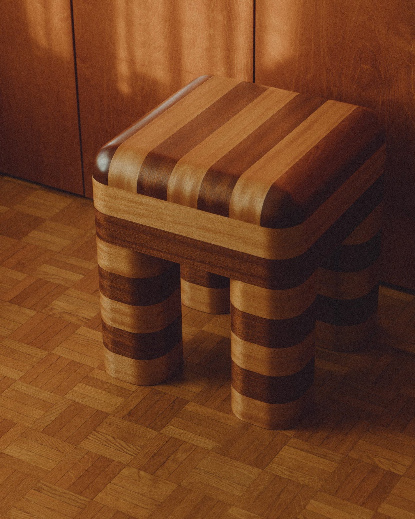 Wood Designs✦Quatre saisons スツール Marcello - wooden striped stool / side table – mattina moderna